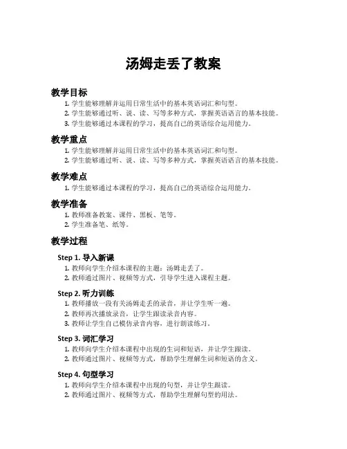 汤姆走丢了教案