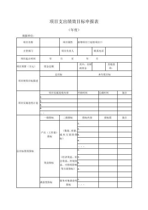 2023年项目支出绩效目标申报表