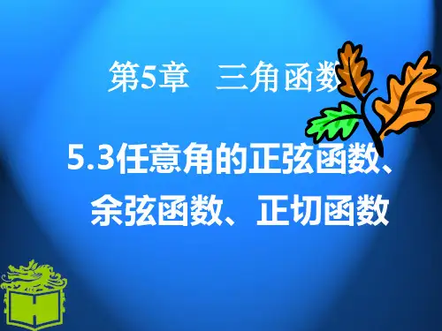 5.3 任意角的正弦函数、 余弦函数、正切函数