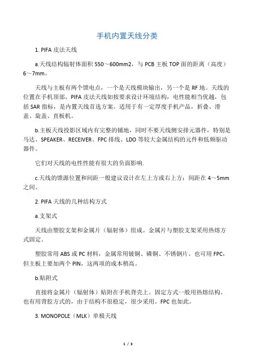 手机内置天线分类