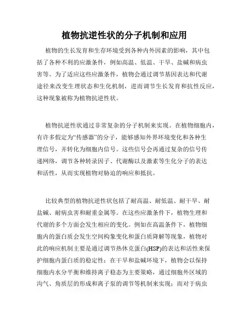 植物抗逆性状的分子机制和应用
