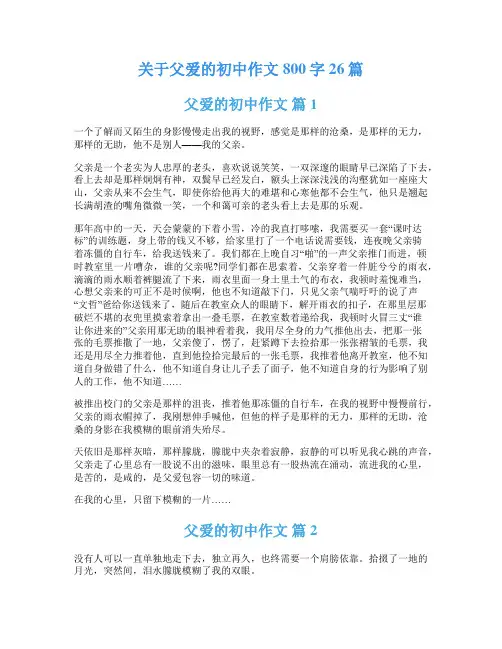 关于父爱的初中作文800字26篇