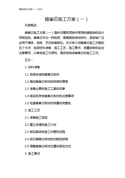 蜂巢芯施工方案(一)2024