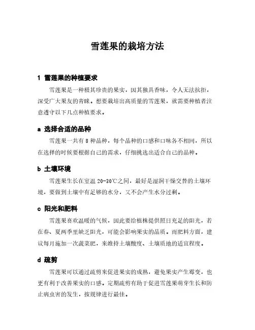 雪莲果的栽培方法