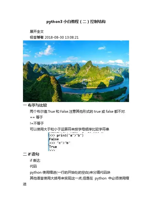 python3小白教程（二）控制结构
