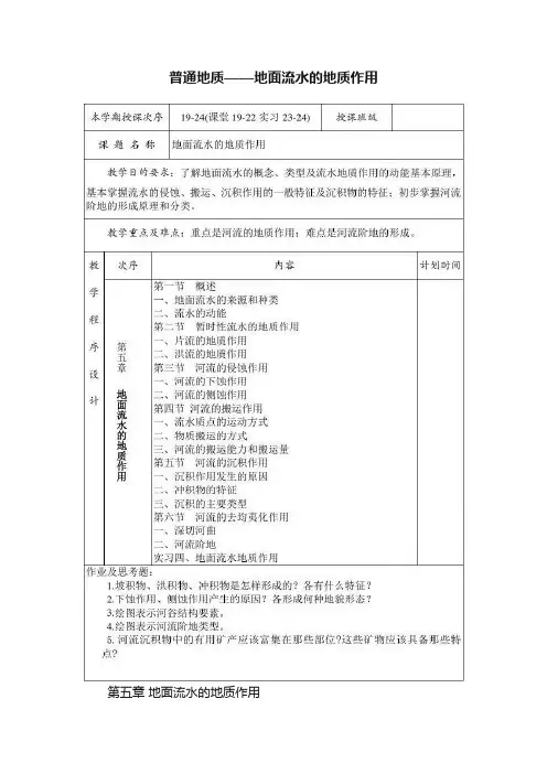 普通地质——地面流水的地质作用