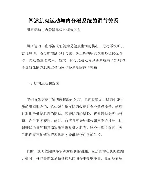 阐述肌肉运动与内分泌系统的调节关系