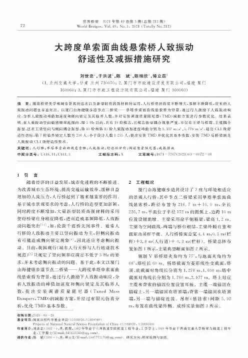 大跨度单索面曲线悬索桥人致振动舒适性及减振措施研究