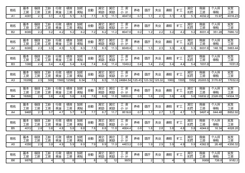 工资表及打印工资条表模版