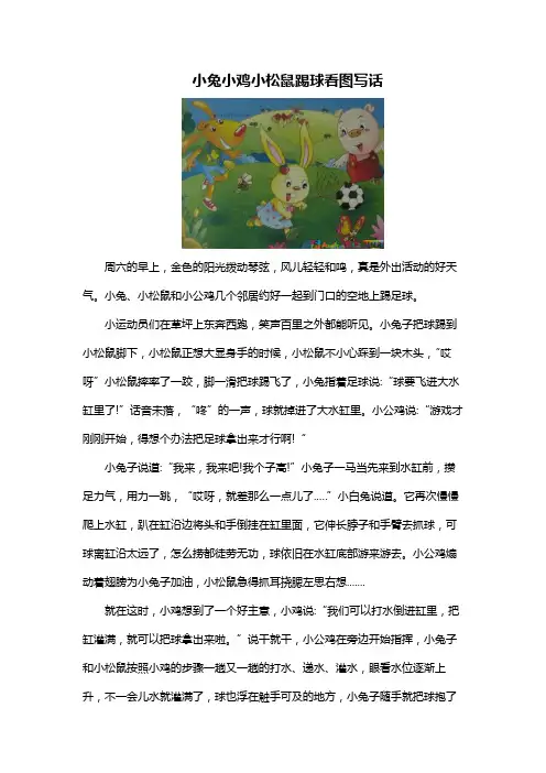 小兔小鸡小松鼠踢球看图写话