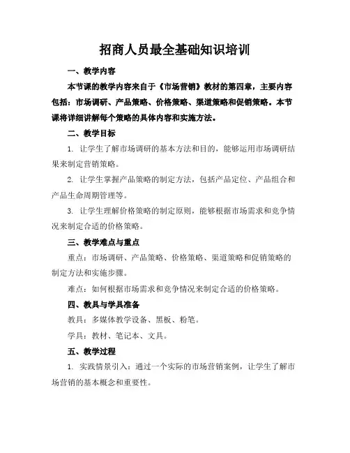 招商人员最全基础知识培训