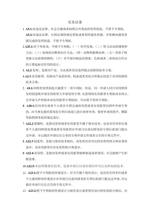 专利代理师考试实务必背法条