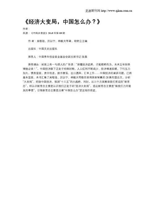 《经济大变局,中国怎么办？》