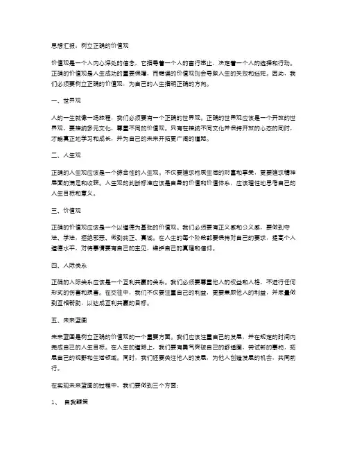 思想汇报范文树立正确价值观