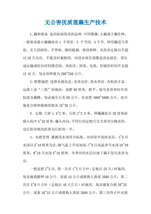 无公害优质莲藕生产技术