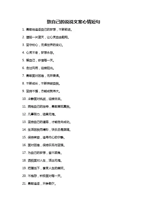 致自己的说说文案心情短句