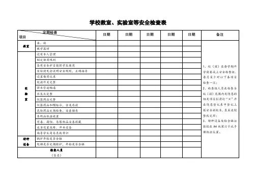 中小学校教室实验室安全检查表
