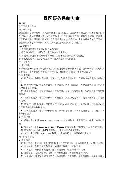 景区票务系统方案