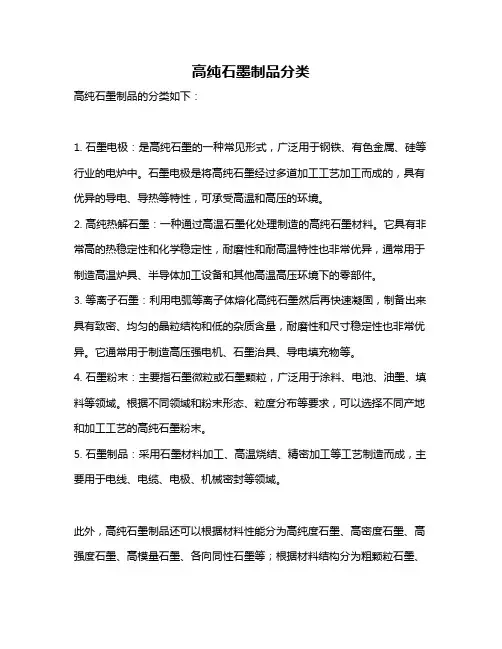 高纯石墨制品分类