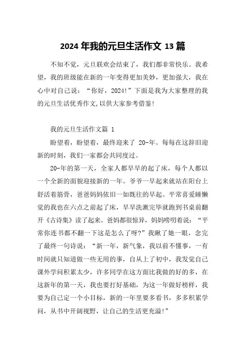 2024年我的元旦生活作文13篇