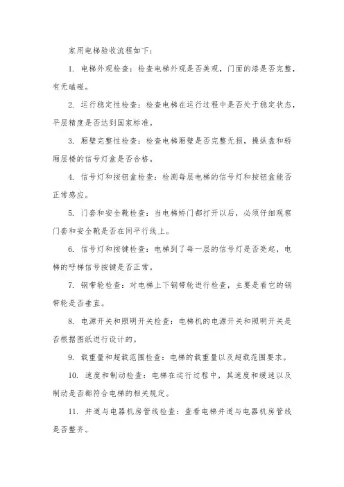 家用电梯验收流程