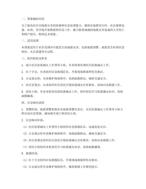 社区防震减灾应急预案