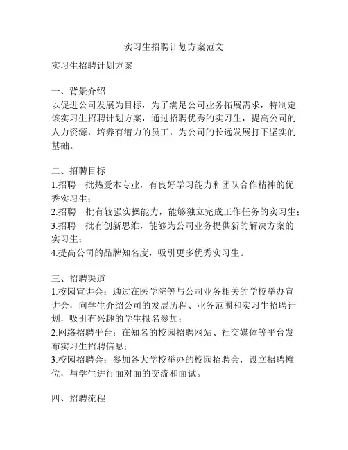 实习生招聘计划方案范文