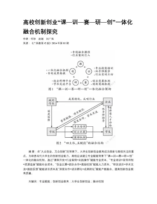 高校创新创业“课—训—赛—研—创”一体化融合机制探究