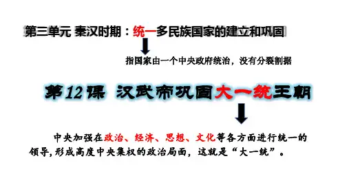 3.12 汉武帝巩固大一统王朝 (教学课件)-初中历史 人教部编版七年级上册