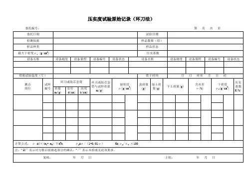 压实度试验原始记录(环刀法)