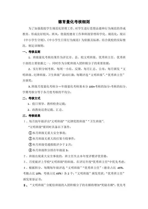 班级德育量化考核细则