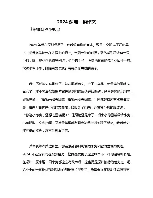 2024深圳一模作文