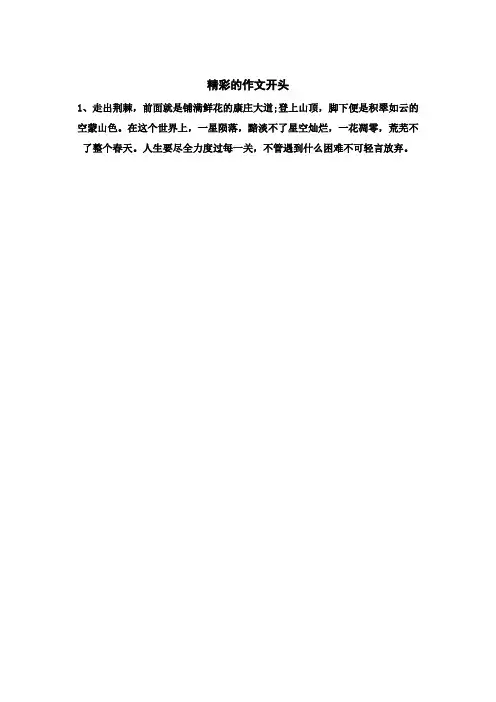 精彩的作文开头