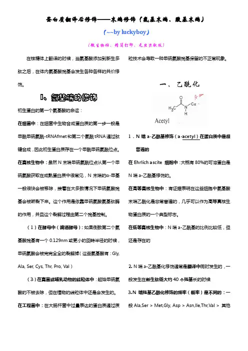 蛋白质翻译后修饰——末端修饰(氨基末端、羧基末端)——加密版