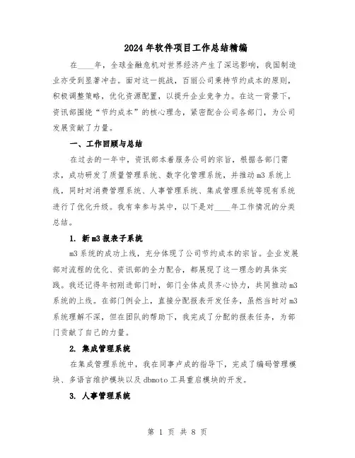 2024年软件项目工作总结精编（四篇）