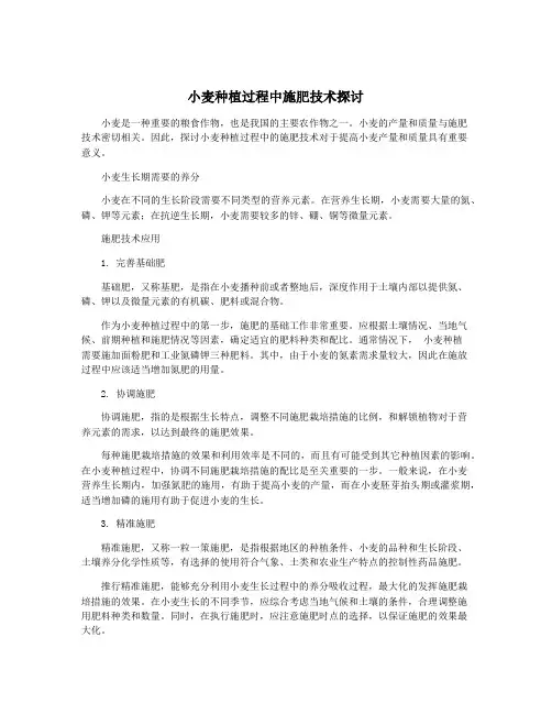 小麦种植过程中施肥技术探讨