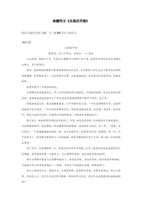 命题作文《从现在开始》