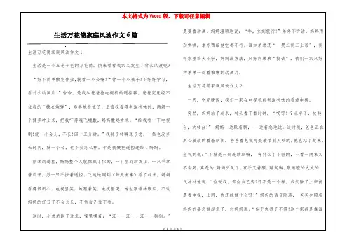 生活万花筒家庭风波作文6篇