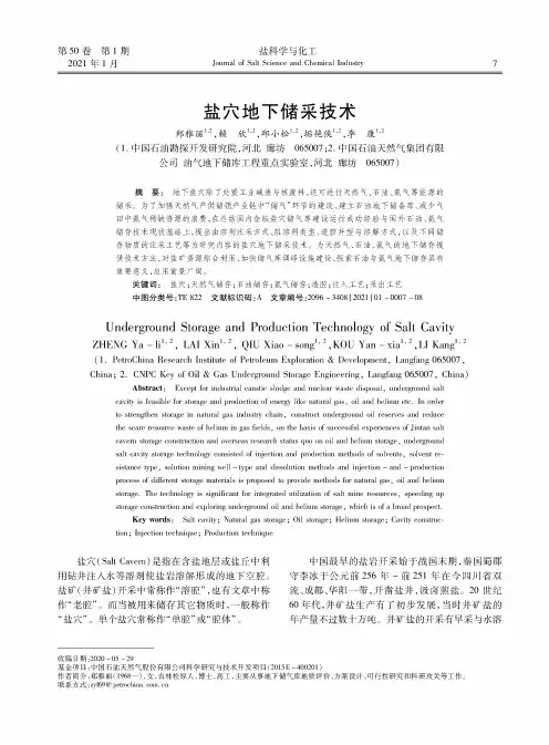盐穴地下储采技术