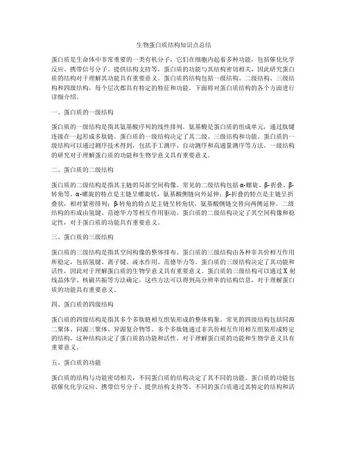 生物蛋白质结构知识点总结