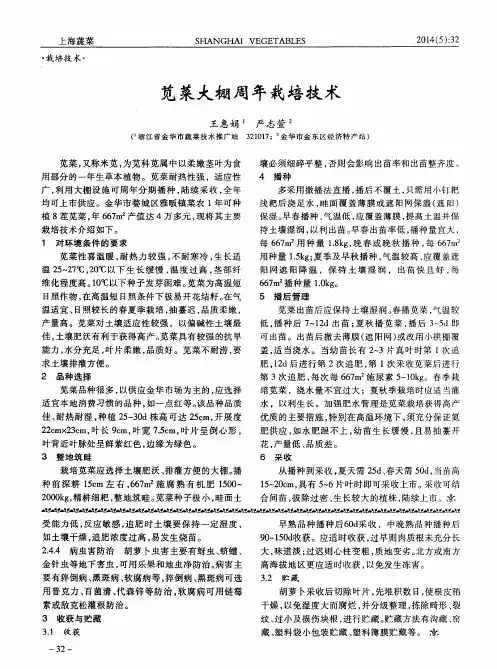 苋菜大棚周年栽培技术