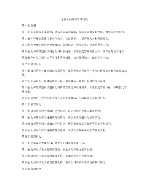 企业全面规范管理制度