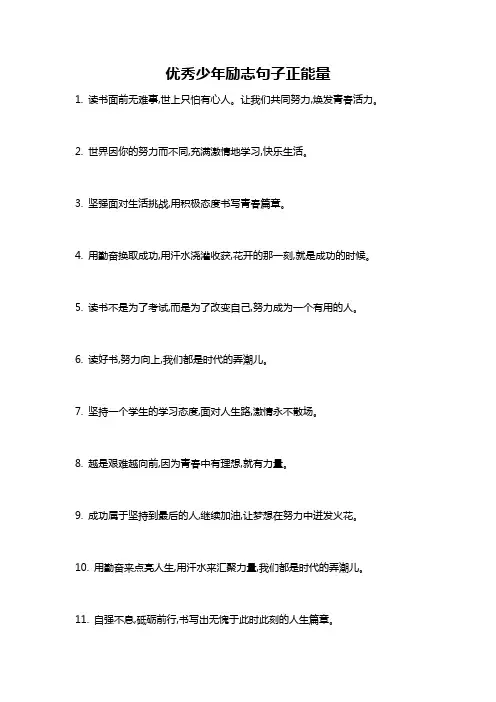 优秀少年励志句子正能量