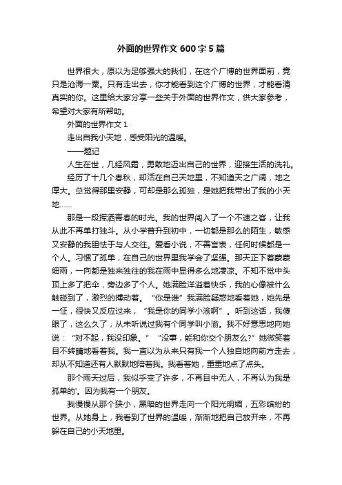 外面的世界作文600字5篇