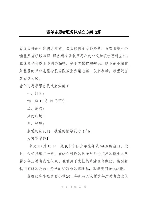 青年志愿者服务队成立方案七篇