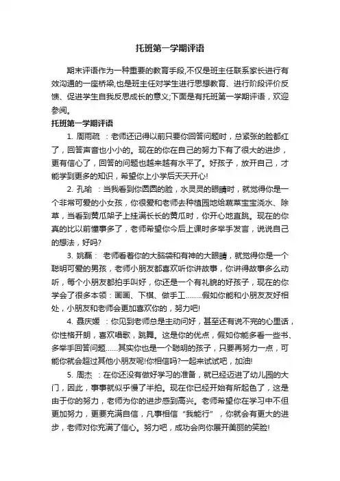 托班第一学期评语