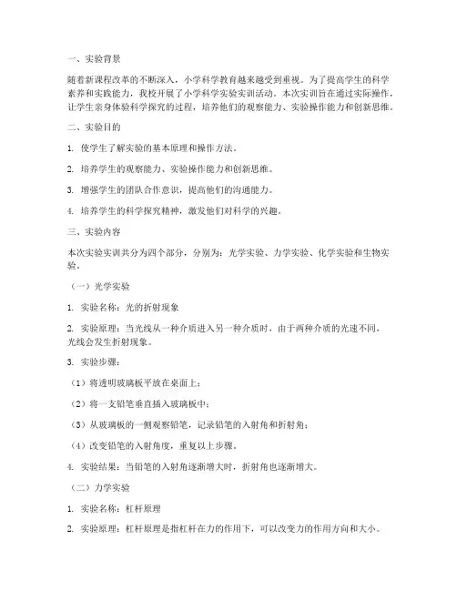 小学科学实验实训报告