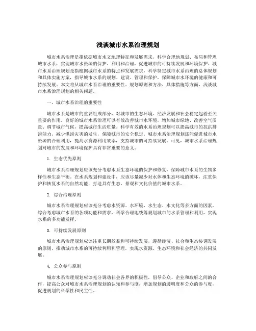 浅谈城市水系治理规划