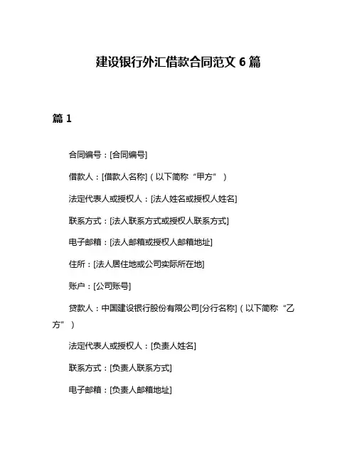 建设银行外汇借款合同范文6篇
