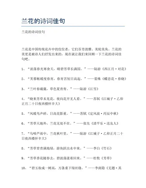 兰花的诗词佳句